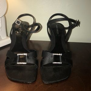 Nine West black heels with embellishments